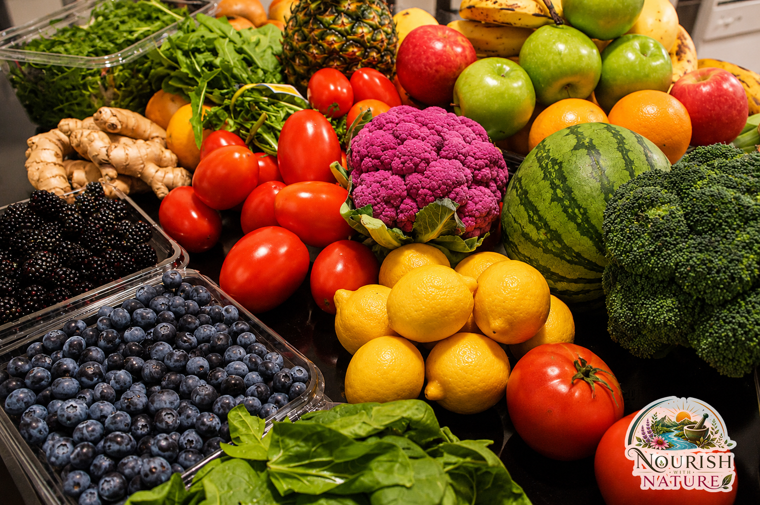 Colorful fruits and vegetables